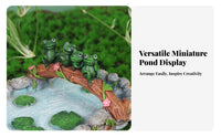 Handmade Resin Frog Pond Ornament Waterproof Miniature Pond with Frogs Statue Lifelike Design for DIY Enthusiasts, Aquatic Aquarium