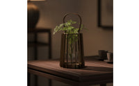 Lantern with Glass Insert Open Frame Wire Cage Lantern Cage Candle Holder Decorative Tabletop for Living Room, Entryway