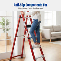 Folding Step Ladder, Thickened A-Frame, Alloy, Anti-Slip, Indoor Outdoor Use