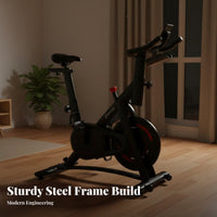 Silent Operation Indoor Cycling Bike Adjustable Seat and Handlebars Exercise Bike Stable & Sturdy Frame Home Cardio Exercise Equipment Heavy Duty for Family, Beginners