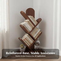 Floor Standing Tree Branch Bookshelf Unrestrictedstanding Bookcase Asymmetrical Shelves Storage Furniture Space-Saving for Book Lovers, Home Decorators, Apartment Dwellers, Living Room, Corner, Small Areas, Bedroom
