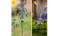 Waterproof Solar Peacock Wind Twirler Weather Resistant Peacock Garden Stake Lamp Decorative LED Solar Yard Twirler Light Easy to Install for Lawn