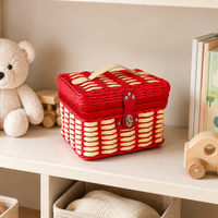 Storage Box, Korean Style, With Lid, 23x15x18cm, Synthetic Fiber, Desk, Laundry Basket