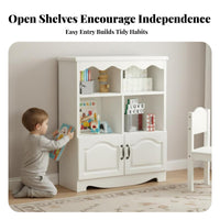 European design Floor-Standing Shelving Unit with Doors Minimalist Design shelving unit Tall Storage Furniture Easy to Assemble for Students, Book Lovers, Homeowners, Kid's Room, Home Office, Study, Bedroom