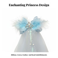 Princess Ribbon Hair Fastener Fairy Look Tulle Ribbon Hair Fastener Crown Feather Barrette Elegant Design Headdress Perfect Gift