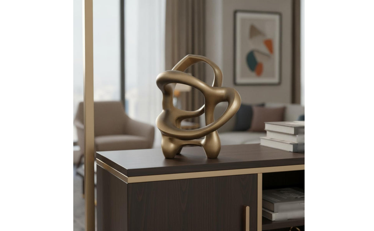 Resin Gold Decorative Statue Modern Abstract Sculpture Artistic Tabletop Decoration for Homeowners, Living Room, TV Cabinet