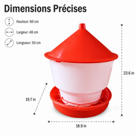 Automatic Chicken Feeder, Pest-Proof Poultry Seed Dispenser, Red and White Waterproof Lid