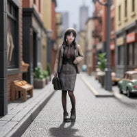 Miniature Figure with Handbag Collectible Miniature People Figurines Three Dimensional Printed Character Model for Collectors, Hobbyists