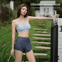 Swimsuits for Women, 3 Piece Set with Padded Bra for Water Sports, High Waist Swimming Costume for All Ages