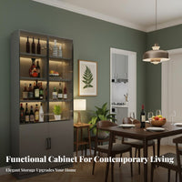 Glass Door Beverage Cabinet Dustproof Design Beverage Bar Cabinet Multi-Versatile Living Room Display Hutch for Homeowners, Home Entertainers, Kitchen