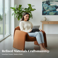 Minimalist Design Sculptural Armchair Ergonomic Comfort Lounge Chair High-Density Foam Household Furniture Non-Pilling Textile for Homeowners, Adults, Living Room, Reception Area, Reading Nook, Pale Ice