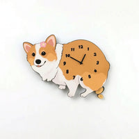 Corgi Wall Clock Cartoon Canine Wall Clock Decorative for Kids, Nursery, Bedroom