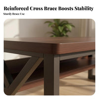 Spacious Desktop Gaming Desk with Under-Shelf Sturdy Construction Desk with Storage Shelves Easy Assembly Computer Table M-Shaped Leg Design for Students, Couples, Telecommuting Workers, Bedroom, Study Room
