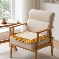 Chair Cushion with Ties Square Ruffled Chair Pad Sponge Seat Cushion Printed Bedding Decorative for Dining Chairs, Kitchen