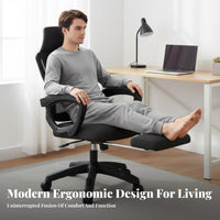 Ergonomic Design Reclining Task Chair with Footrest Adjustable Support Computer Seating Padded Seat Cushion Office Furniture Breathable Mesh Back for Telecommuting Workers, Students, Gamers, Dormitory, Studying, Study Room, Gaming