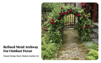 Weather-Resistant Wrought Iron Garden Arch Rust-Proof Metal Garden Arch Decorative Scrollwork Climbing Plant Archway Easy Assembly for Villa Owners, Landscapers, Event Planners, Patio, Backyard, Yard
