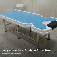 Acrylic Scrubbing Bed Easy to Clean Body Treatment Sturdy Table Frame Waterproof Massage Table for Acupuncturists, Therapists, Beauty Salon, Bathhouse