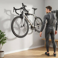 Black or Beige Wall-Mounted Two-Wheeler Rack 30 Kg Load Wall Mount Bike Rack Mounting Hardware Safeguard Pads