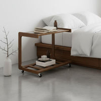 With casters C-Shaped Rolling Table Mobile Design C-Shaped Rolling Stand Space-Saving Household Furniture Multi-Purpose for Apartment Dwellers, Home Workers, Students, Living Room, Next to Sofa, Bedroom, Small Spaces