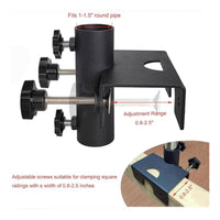 Black Matte Railing Umbrella Clamp Textured Finish Umbrella Clamp Bracket Right-Angle Outdoor Hardware Hand-Tightening Screws for Deck