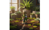 Resin Bird Garden Figurine Hand Painted Solar Welcome Post Light Weather Resistant Sunlight Garden Lamp Post Statue for Yard, Patio, Pathway