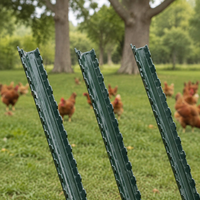 10 Pieces Y-Shaped Fence Posts, Dark Green Thickened Pasture Fence Posts Made of Steel, Galvanized Metal Posts for Chicken Coop and Vegetable Garden
