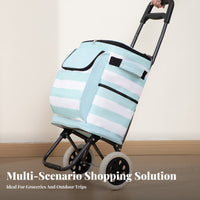 Foldable Shopping Cart Portable Wheeled Grocery Bag Lightweight Insulated Rolling Cart for Shoppers, Seniors, Supermarket, Outdoor Markets, Laundromat