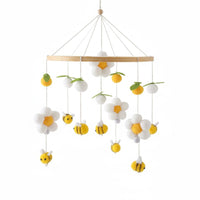 Nordic Design Flower Bee Mobile Nature Themed Bee Crib Mobile Soothing Bells Baby Bed Chime Soft Sound for Newborns