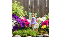 Flower Pot Fairy Decoration Hand-Painted Look Resin Figurine Whimsical Landscaped Girl Statue for Patio