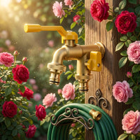 Outdoor Wall-Mounted Faucet with Double Outlet Thickened Metal Double Outlet Faucet Threaded for Balcony