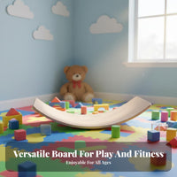 Multi-Purpose Wooden Balance Board Builds Core Strength Kids Wobble Board Long-Lasting Natural Wood Children's Toy Heavy Duty for Toddlers, Indoor, Playroom
