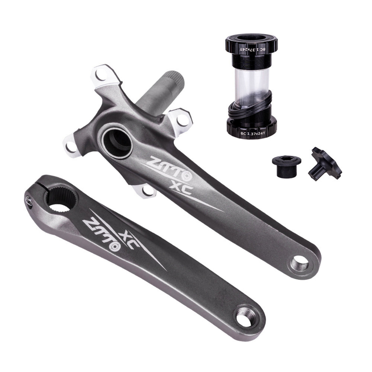 Mountain Bike Crankset Hollow Unified Mountain Bike Crank Arms 104BCD Crank Arms with Spindle for Cyclists, Trail Bikes, Cycle Repair
