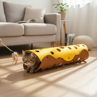 Foldable Cat Tunnel Bed with Detachable Washable Mat, Interactive Play Toy for Cats, All Seasons