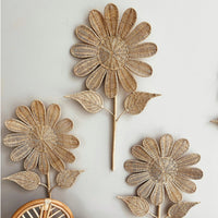 Rattan Sun-Shaped Flower Wall Hanging Handmade Rattan Wall Botanical Display Hanging Organic for Nursery