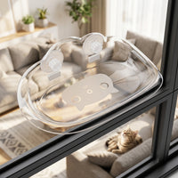 Transparent Cat Bed and Window Cat Hammock, Suction Cup Cat Bed with Strong Mounting, Space Saving Clear Perch for Indoor Sunbathing Cat Use.