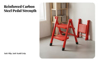 Foldable Folding Step Ladder Anti-Slip Steps V-Shaped Frame Step Stool Wide Pedals Portable Ladder with Handrail Safety Lock for Homeowners, DIY Enthusiasts, Seniors, Indoor, Outdoor, Kitchen, Garage