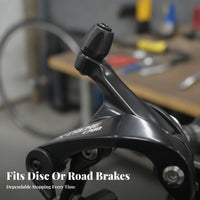 2 Pieces Ribbed Contact Area Surface Dual Arm Brake Caliper Metal Cycle Brake Caliper Black
