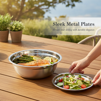 316 Stainless Steel Dinner Plate, Thickened Flat Round Dish, Food Grade