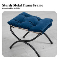 Padded Cross-Frame Stool Foldable Design Footrest Easy to Clean