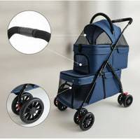 Soft-Sided Two-Tier Pet Stroller Ventilated Double Pet Stroller Breathable Portable for Cats, Small Dogs, Daily Walks, Vet Visits, Travel