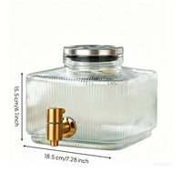 3 Liter Sealed Lid Glass Beverage Dispenser with Spigot Wide Mouth Design Refrigerator Cold Water Kettle Easy to Clean Large Glass Drink Container with Tap for Home Bar, Parties, Office