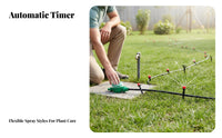 Micro Irrigation Kit with Timer 360° Adjustable Nozzles Automatic Garden Watering System Waterproof Automatic Watering Set for Greenhouse, Patio, Lawn
