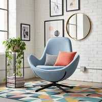 Light Luxury Design Swivel Egg Chair Ergonomic Curved Back Eggshell Leisure Chair Comfortable Upholstery Upholstered Swivel Armchair High-Density Foam Cushion for Balcony, Bedroom, Reading Nook, Office