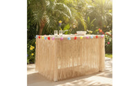Hawaiian Table Skirt with Flowers Luau-Style Fringe Table Skirt Eye-Catching Decorations Lightweight for Beach Parties, Cake Tables