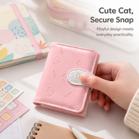 Cute Cartoon Cat Tri-fold Short Wallet for Women, Multi-card Slot Coin Purse
