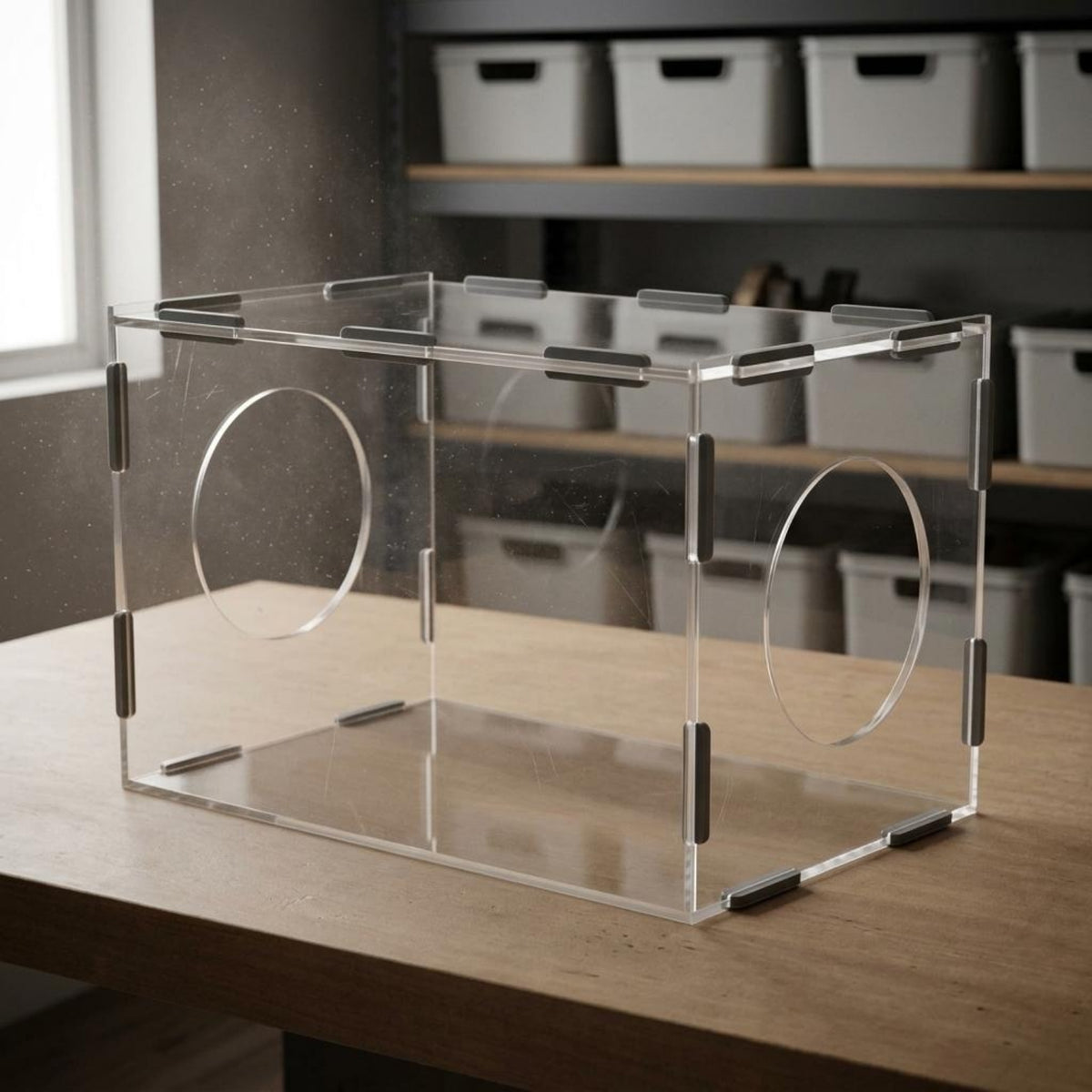 Rectangular Acrylic Dust Cover Box Side Openings Transparent Grinding Box Flat-Pack Transparent Grinding Enclosure Clear for Carving, Electric Tools