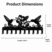 Matte Black Metal Key Holder, Wall Mount Key Organiser with 10 Hooks, Screw Mount Key Hanger for Entryway, Contemporary Design
