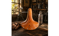 Metal Springs Vintage Leather Bike Saddle Orange Finish Sprung Cycle Saddle Raised Tapered Nose Retro Cycle Seat Shock Absorption