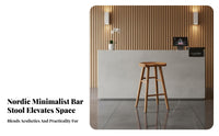 Nordic Design Backless Round Bar Stool Minimalist Design Counter Chair Stable Widened Base Seating Furniture Floor Protection Loop for Cafe Owners, Homeowners, Adults, Pub, Kitchen Island, Living Room, Office