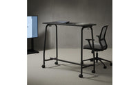 Mobile Training Desk Black Metal Frame Rectangular Training Desk Flat Tabletop Mobile Conference Table for Classroom